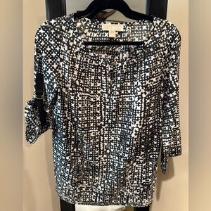 Michael Kors Black/White/Grey Patterned Blouse